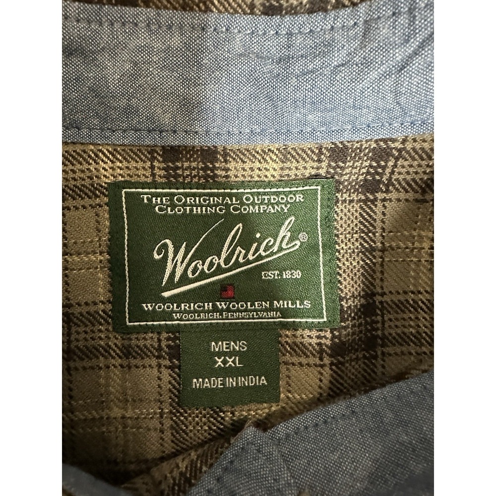 Woolrich Woolen Mills Heavy Men's Gray Plaid Outdoor Cotton Shirt Sz XXL - Picture 6 of 14